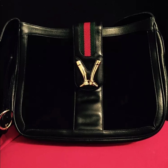 Gucci Handbags - GUCCI Vintage Black Equestrian Shoulder Bag